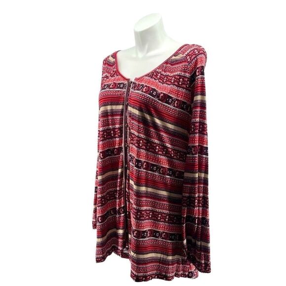 Chelsea Studio Boho Stripe Hi-Low Henley Tunic Top 4X 34/36 NWT Button Front - Picture 3 of 15